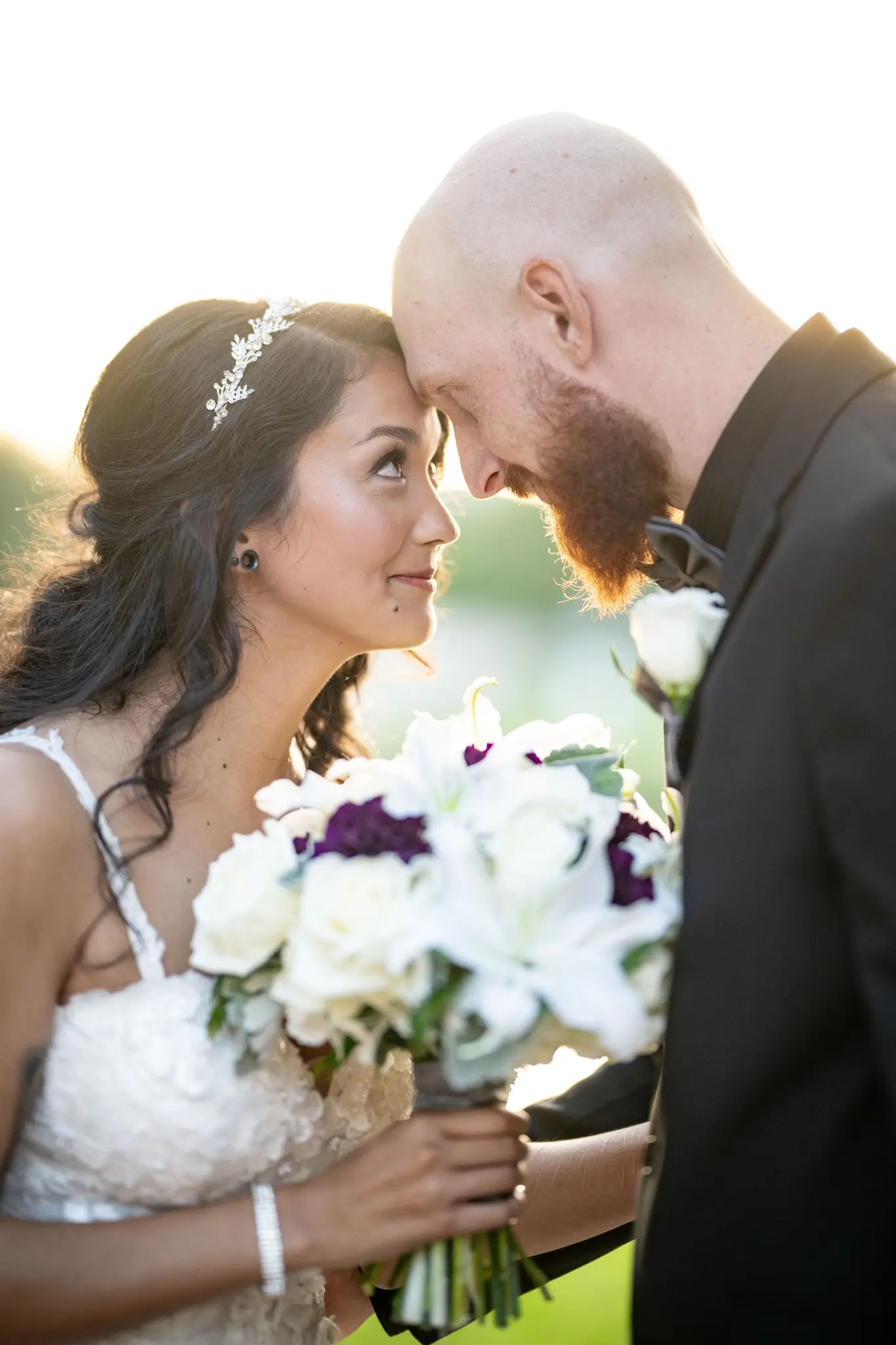 Vertical wedding portrait at Hilton Christiana
